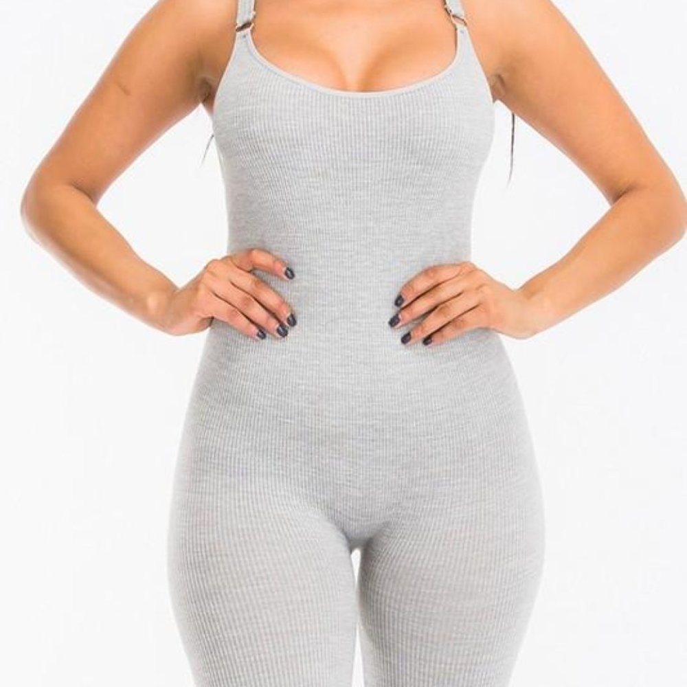 Gray Ribbed Romper - Small